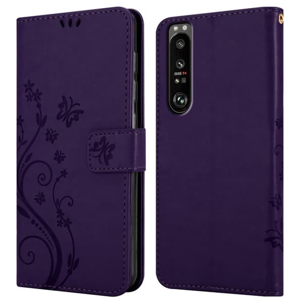 Deksel til Sony Xperia 1 III Lommebokdeksel i blomster design med magnetisk lukking, stativfunksjon og kortplasser