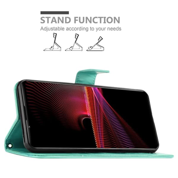 Deksel til Sony Xperia 1 III Lommebokdeksel i blomster design med magnetisk lukking, stativfunksjon og kortplasser