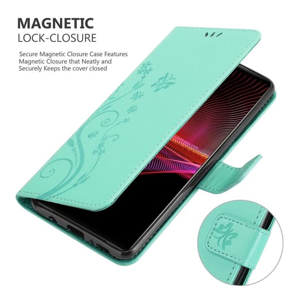 Deksel til Sony Xperia 1 III Lommebokdeksel i blomster design med magnetisk lukking, stativfunksjon og kortplasser