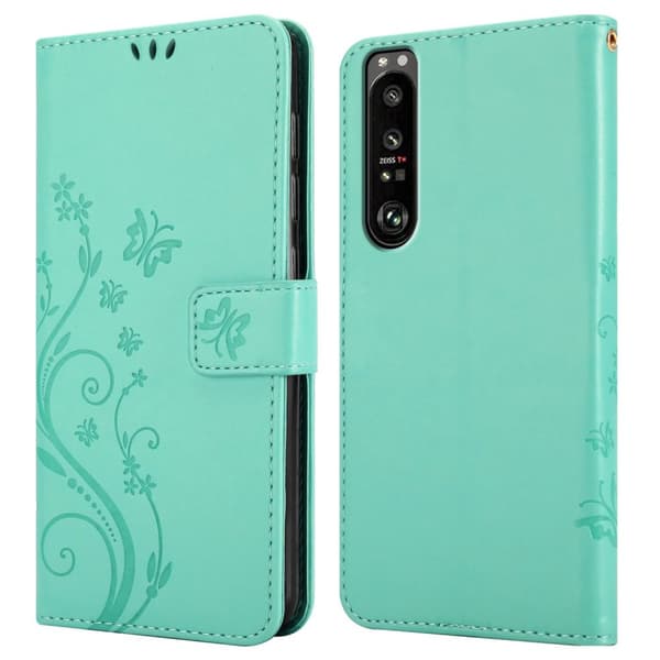 Deksel til Sony Xperia 1 III Lommebokdeksel i blomster design med magnetisk lukking, stativfunksjon og kortplasser
