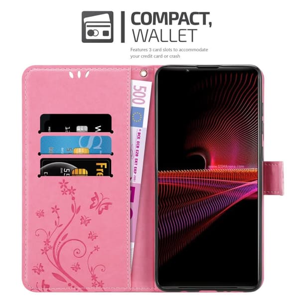 Sony Xperia 1 III Skal Fodral i blomdesign Mobilskydd Case Cover med magnetisk stängning, ståfunktion och kortplatser