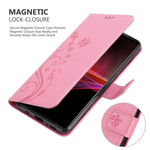 Sony Xperia 1 III Skal Fodral i blomdesign Mobilskydd Case Cover med magnetisk stängning, ståfunktion och kortplatser