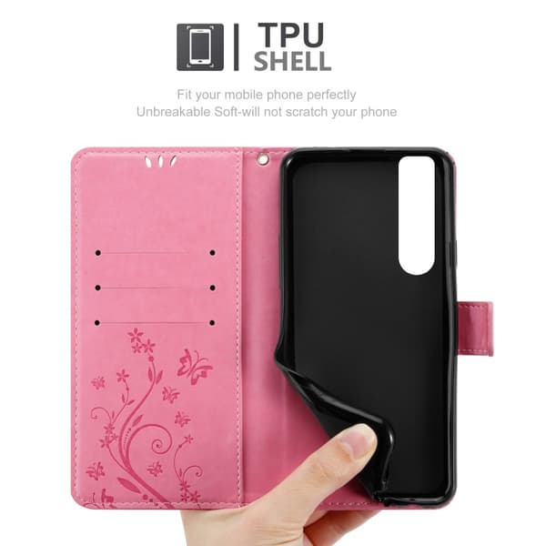 Sony Xperia 1 III Skal Fodral i blomdesign Mobilskydd Case Cover med magnetisk stängning, ståfunktion och kortplatser