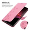 Miniatyrbilde 5 av 8: Deksel til Sony Xperia 1 III Lommebokdeksel i blomster design med magnetisk lukking, stativfunksjon og kortplasser