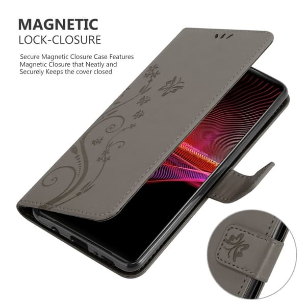 Deksel til Sony Xperia 1 III Lommebokdeksel i blomster design med magnetisk lukking, stativfunksjon og kortplasser