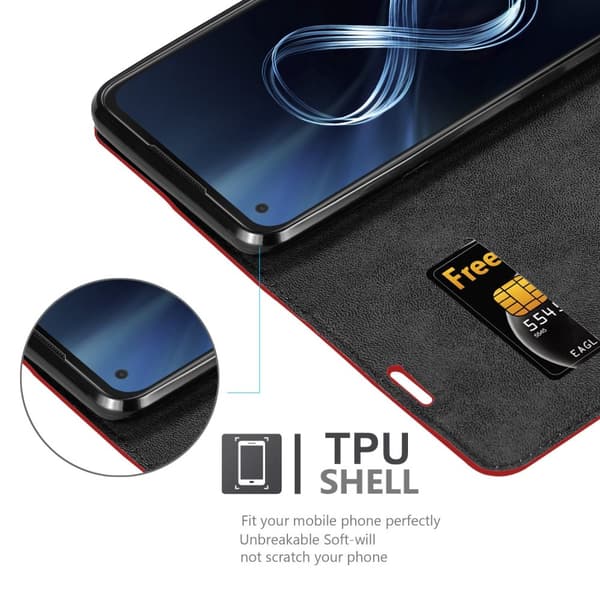 Asus ZenFone 8 Suojakotelo Suojakuori Lompakkokotelo Matkapuhelinkotelo jossa magneettisuljenta, jalusta-toiminto ja korttitasku