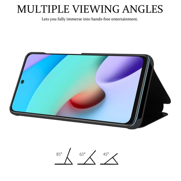 Xiaomi RedMi 10 Lompakkokotelo Matkapuhelinkotelo Suojakuori Clear View Mirror Suojakotelo jalusta toiminto 360 asteen suojaus