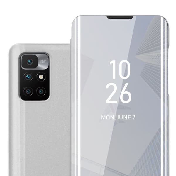 Xiaomi RedMi 10 Lompakkokotelo Matkapuhelinkotelo Suojakuori Clear View Mirror Suojakotelo jalusta toiminto 360 asteen suojaus