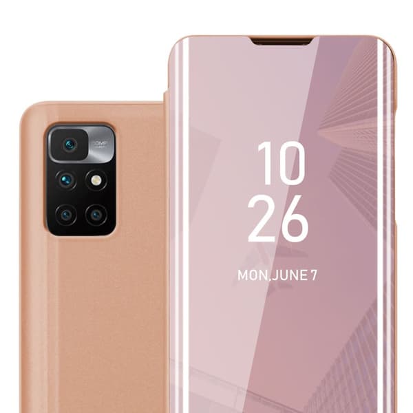 Xiaomi RedMi 10 Lompakkokotelo Matkapuhelinkotelo Suojakuori Clear View Mirror Suojakotelo jalusta toiminto 360 asteen suojaus