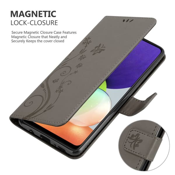 Deksel til Samsung Galaxy A22 4G / M22 / M32 4G Lommebokdeksel i blomster design med magnetisk lukking, stativfunksjon og kortplasser
