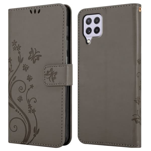 Deksel til Samsung Galaxy A22 4G / M22 / M32 4G Lommebokdeksel i blomster design med magnetisk lukking, stativfunksjon og kortplasser