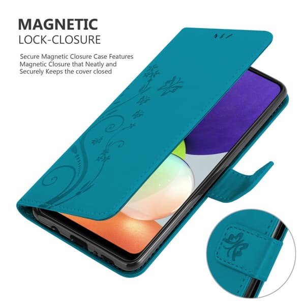 Deksel til Samsung Galaxy A22 4G / M22 / M32 4G Lommebokdeksel i blomster design med magnetisk lukking, stativfunksjon og kortplasser