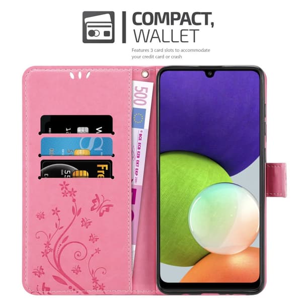 Deksel til Samsung Galaxy A22 4G / M22 / M32 4G Lommebokdeksel i blomster design med magnetisk lukking, stativfunksjon og kortplasser