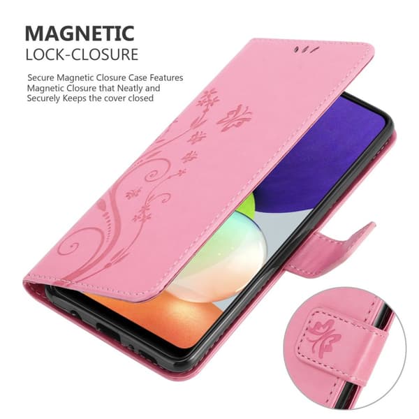 Deksel til Samsung Galaxy A22 4G / M22 / M32 4G Lommebokdeksel i blomster design med magnetisk lukking, stativfunksjon og kortplasser