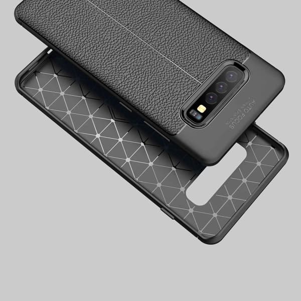 Samsung Galaxy S10 PLUS Skal Fodral Mobilskydd av flexibelt TPU-silikon med ädel läderimitation