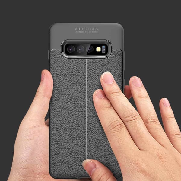 Samsung Galaxy S10 PLUS Skal Fodral Mobilskydd av flexibelt TPU-silikon med ädel läderimitation