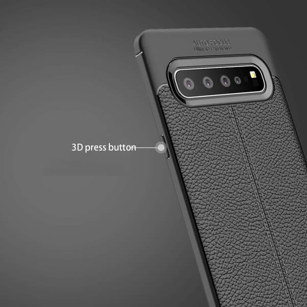 Deksel til Samsung Galaxy S10 5G Beskyttelsesdeksel laget av TPU-silikon med påføring av edelt skinnimitasjon