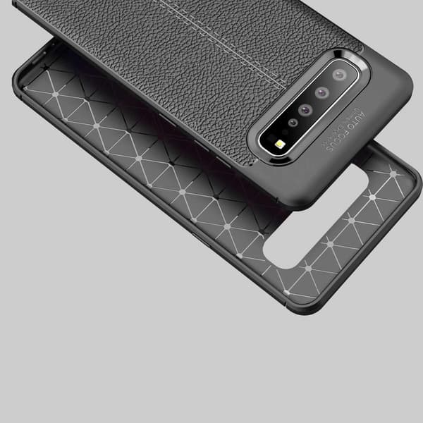Deksel til Samsung Galaxy S10 5G Beskyttelsesdeksel laget av TPU-silikon med påføring av edelt skinnimitasjon