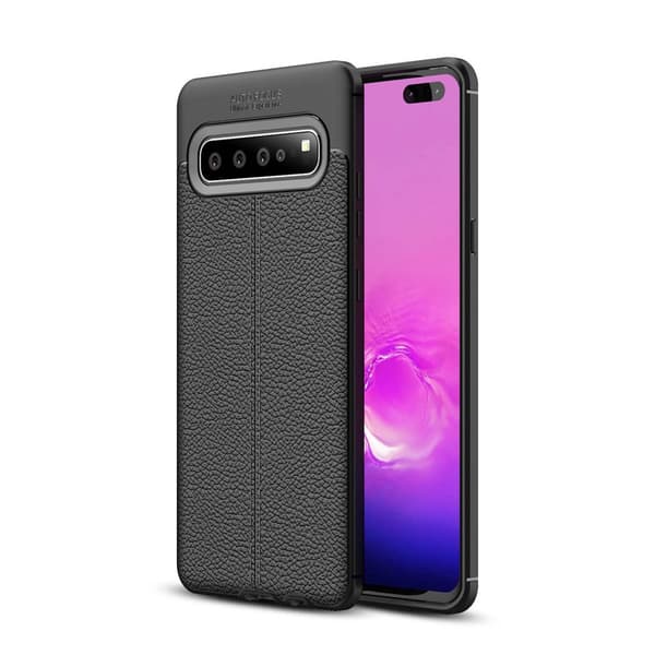 Deksel til Samsung Galaxy S10 5G Beskyttelsesdeksel laget av TPU-silikon med påføring av edelt skinnimitasjon