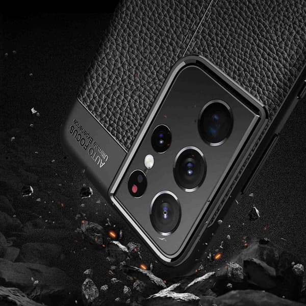 Samsung Galaxy S21 ULTRA Skal Fodral Mobilskydd av flexibelt TPU-silikon med ädel läderimitation