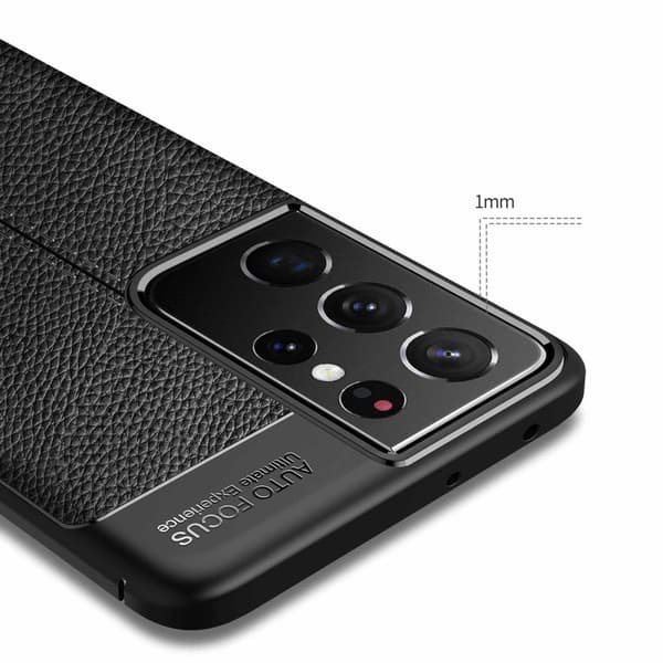Samsung Galaxy S21 ULTRA Skal Fodral Mobilskydd av flexibelt TPU-silikon med ädel läderimitation