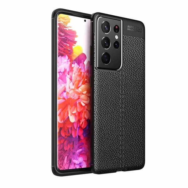 Samsung Galaxy S21 ULTRA Skal Fodral Mobilskydd av flexibelt TPU-silikon med ädel läderimitation