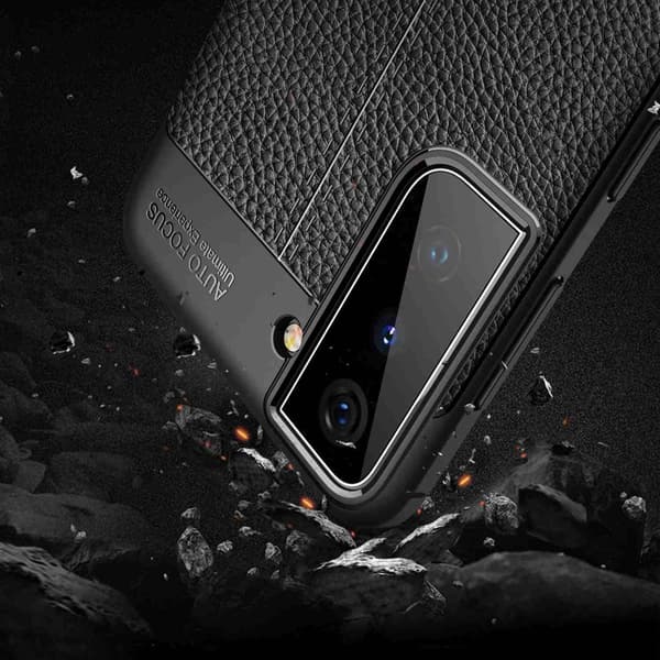 Deksel til Samsung Galaxy S21 PLUS Beskyttelsesdeksel laget av TPU-silikon med påføring av edelt skinnimitasjon