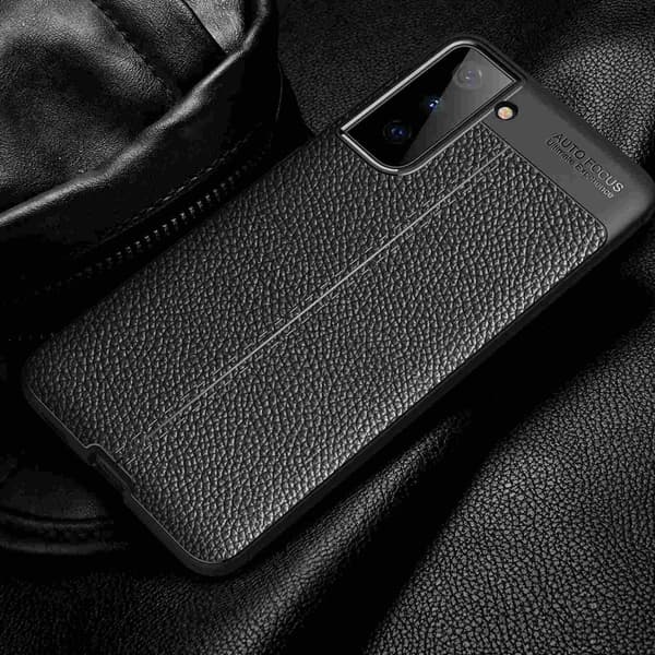 Deksel til Samsung Galaxy S21 PLUS Beskyttelsesdeksel laget av TPU-silikon med påføring av edelt skinnimitasjon