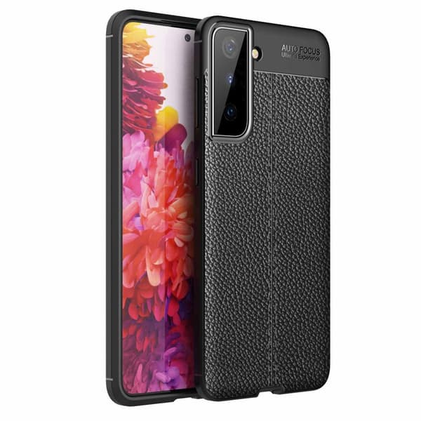 Deksel til Samsung Galaxy S21 PLUS Beskyttelsesdeksel laget av TPU-silikon med påføring av edelt skinnimitasjon