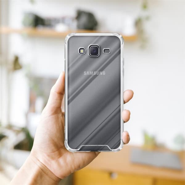 Skal och 2x härdat skyddsglas för Samsung Galaxy J7 2015 - Hybridskyddsomslag med TPU-silikonkant och akrylbaksida