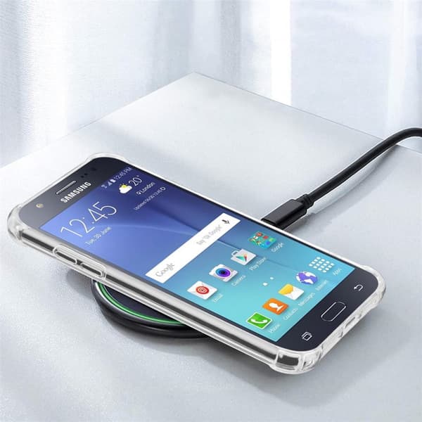 Skal och 2x härdat skyddsglas för Samsung Galaxy J7 2015 - Hybridskyddsomslag med TPU-silikonkant och akrylbaksida
