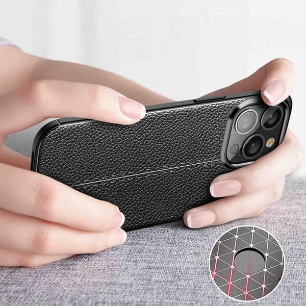iPhone 13 PRO Skal Fodral Mobilskydd av flexibelt TPU-silikon med ädel läderimitation