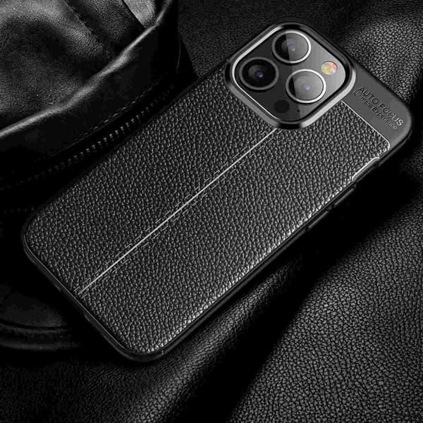 iPhone 13 PRO Skal Fodral Mobilskydd av flexibelt TPU-silikon med ädel läderimitation