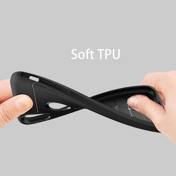 Deksel til iPhone X / XS Beskyttelsesdeksel laget av TPU-silikon med påføring av edelt skinnimitasjon