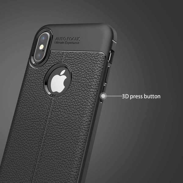 Deksel til iPhone X / XS Beskyttelsesdeksel laget av TPU-silikon med påføring av edelt skinnimitasjon