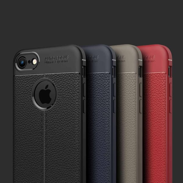 iPhone 7 / 7S / 8 / SE 2020 Suojakuori Suojakotelo valmistettu TPU-silikonista jossa on jalo nahkajäljitelmä applikaatio