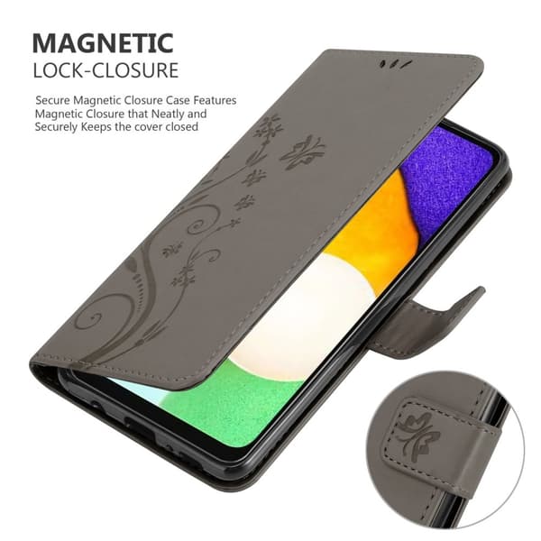 Deksel til Samsung Galaxy A13 5G Lommebokdeksel i blomster design med magnetisk lukking, stativfunksjon og kortplasser