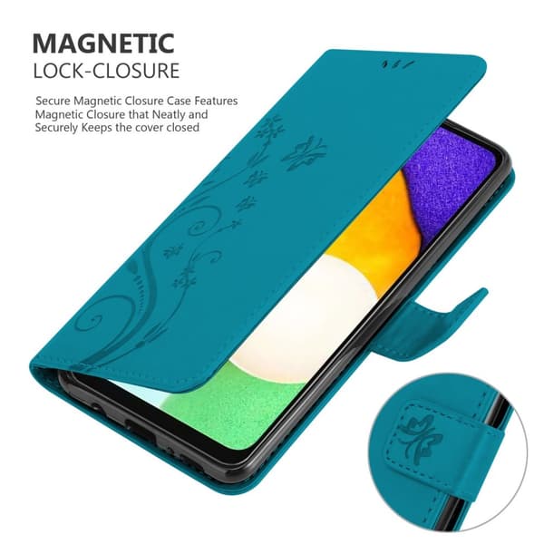 Deksel til Samsung Galaxy A13 5G Lommebokdeksel i blomster design med magnetisk lukking, stativfunksjon og kortplasser