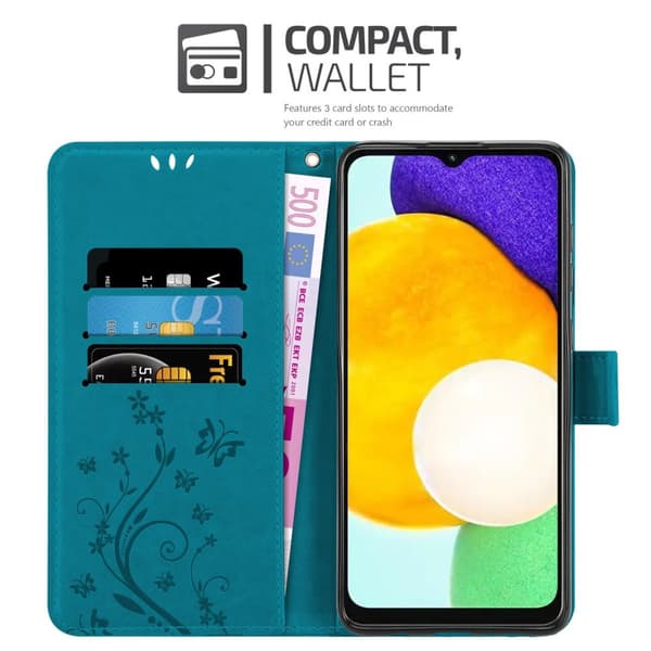 Deksel til Samsung Galaxy A13 5G Lommebokdeksel i blomster design med magnetisk lukking, stativfunksjon og kortplasser