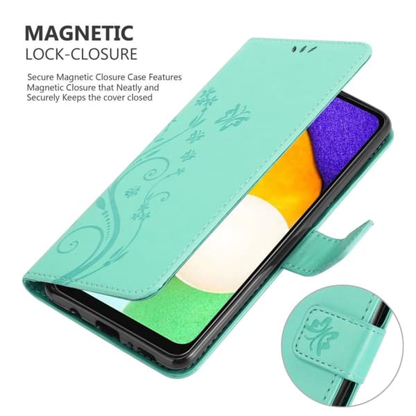 Deksel til Samsung Galaxy A13 5G Lommebokdeksel i blomster design med magnetisk lukking, stativfunksjon og kortplasser