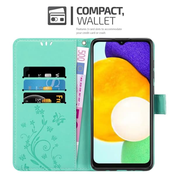 Deksel til Samsung Galaxy A13 5G Lommebokdeksel i blomster design med magnetisk lukking, stativfunksjon og kortplasser