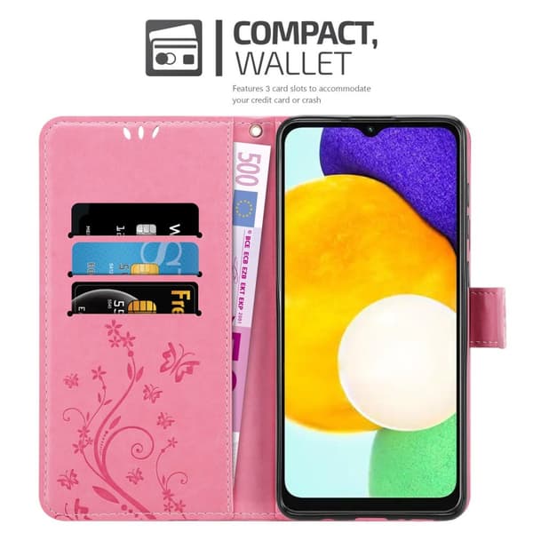 Deksel til Samsung Galaxy A13 5G Lommebokdeksel i blomster design med magnetisk lukking, stativfunksjon og kortplasser