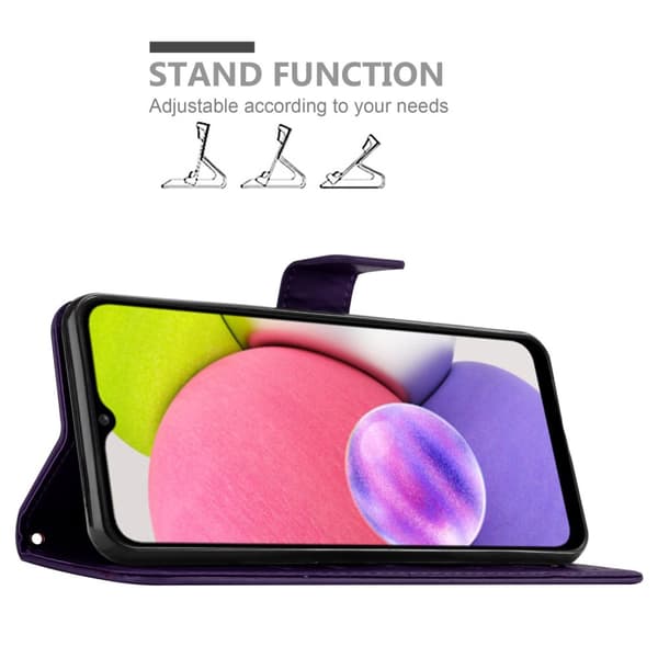 Deksel til Samsung Galaxy A03s Lommebokdeksel i blomster design med magnetisk lukking, stativfunksjon og kortplasser