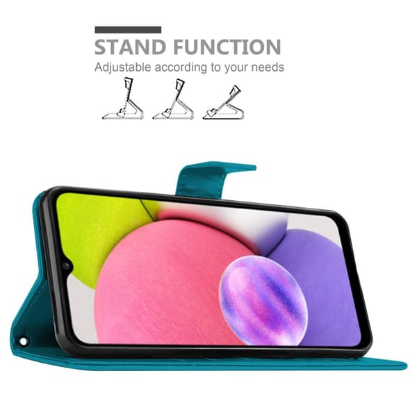 Deksel til Samsung Galaxy A03s Lommebokdeksel i blomster design med magnetisk lukking, stativfunksjon og kortplasser