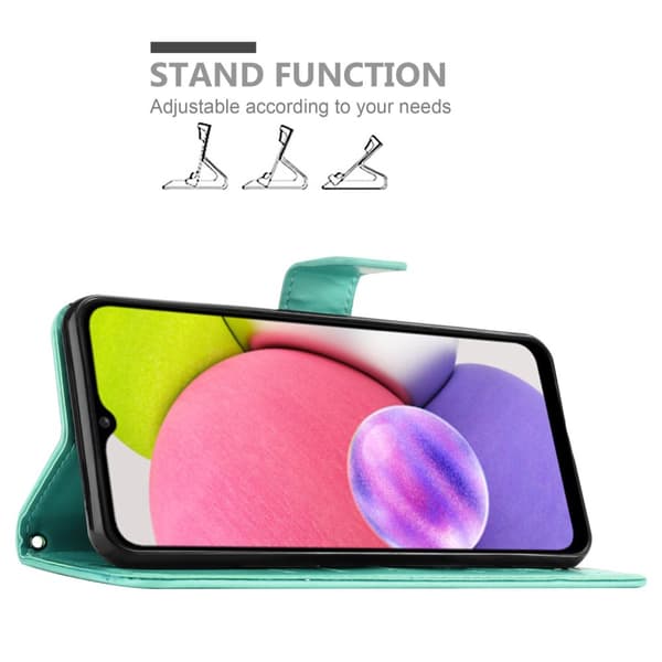 Deksel til Samsung Galaxy A03s Lommebokdeksel i blomster design med magnetisk lukking, stativfunksjon og kortplasser