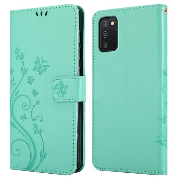 Deksel til Samsung Galaxy A03s Lommebokdeksel i blomster design med magnetisk lukking, stativfunksjon og kortplasser