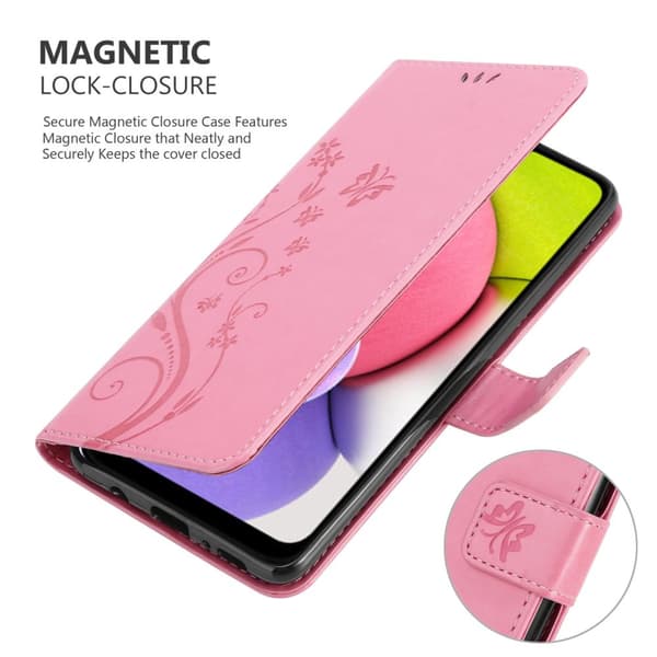 Deksel til Samsung Galaxy A03s Lommebokdeksel i blomster design med magnetisk lukking, stativfunksjon og kortplasser