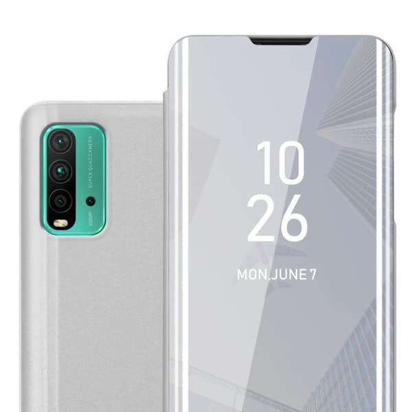 Xiaomi RedMi 9T / POCO M3 Lompakkokotelo Matkapuhelinkotelo Suojakuori Clear View Mirror Suojakotelo jalusta toiminto 360 asteen suojaus