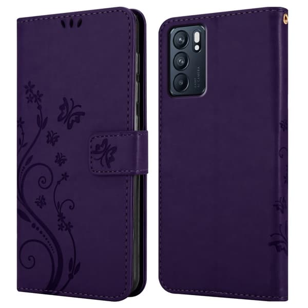 Oppo Reno6 5G Suojakotelo Suojakuori Lompakkokotelo Matkapuhelinkotelo Kukat jossa on magneettisuljenta, jalusta-toiminto ja korttipaikat