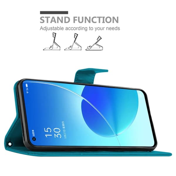 Deksel til Oppo Reno6 5G Lommebokdeksel i blomster design med magnetisk lukking, stativfunksjon og kortplasser